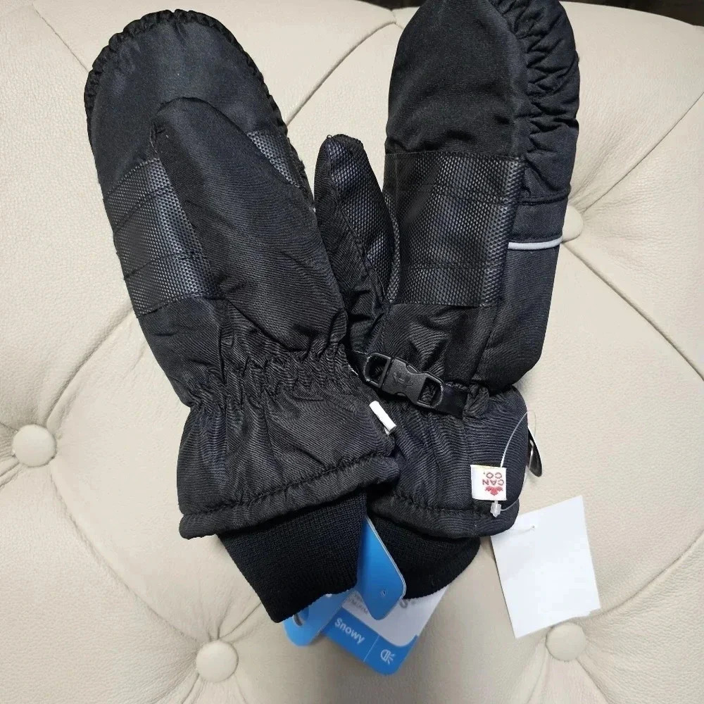 Kids Black Mittens